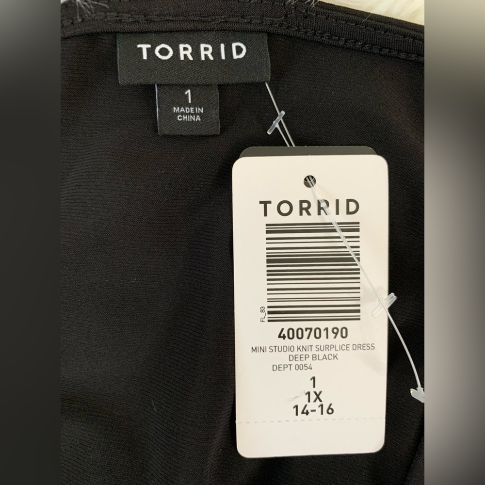 Torrid Mini Studio Knit Surplice Dress black, plus size, 1X, 14-16 - Picture 14 of 14